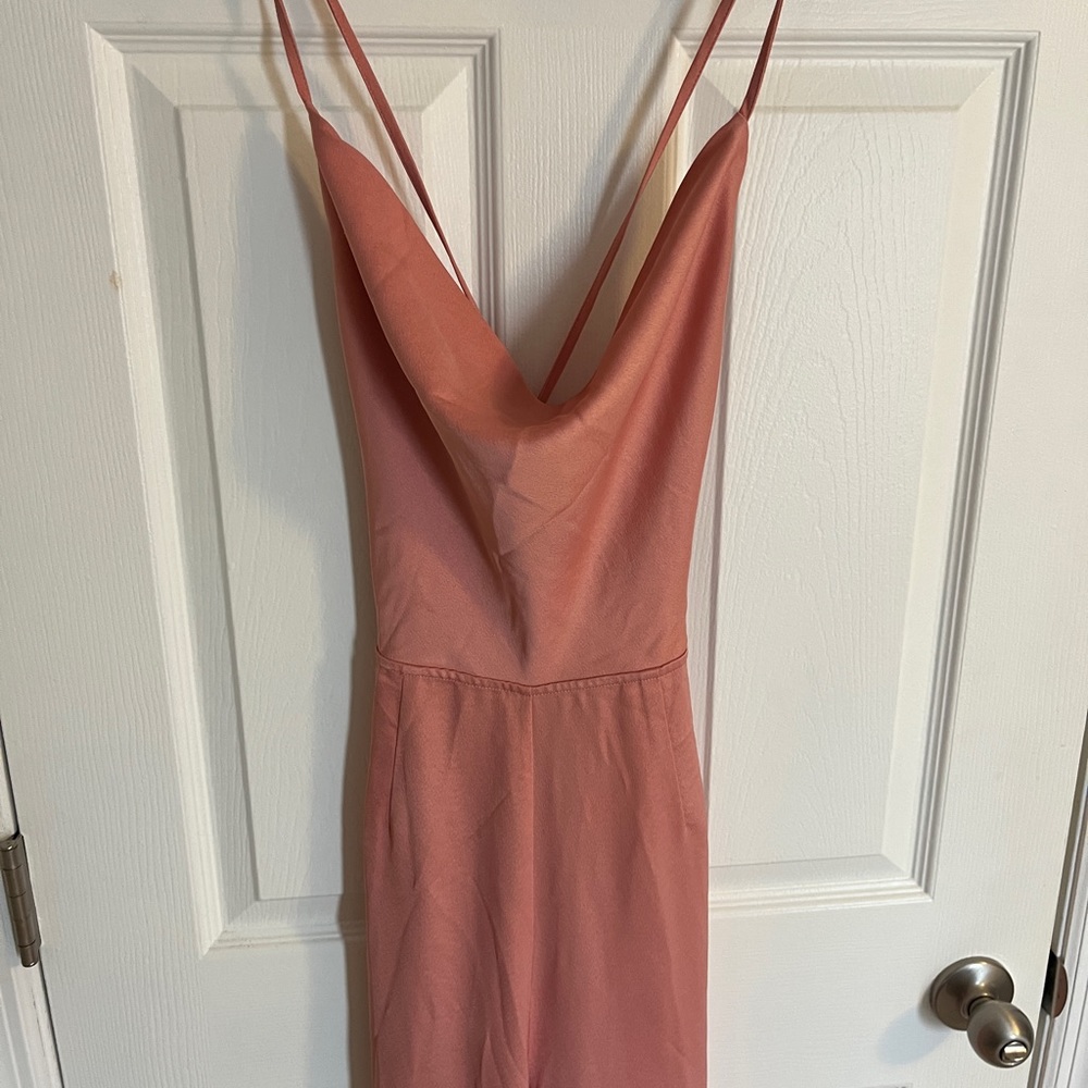 Superdown pink satin jumpsuit